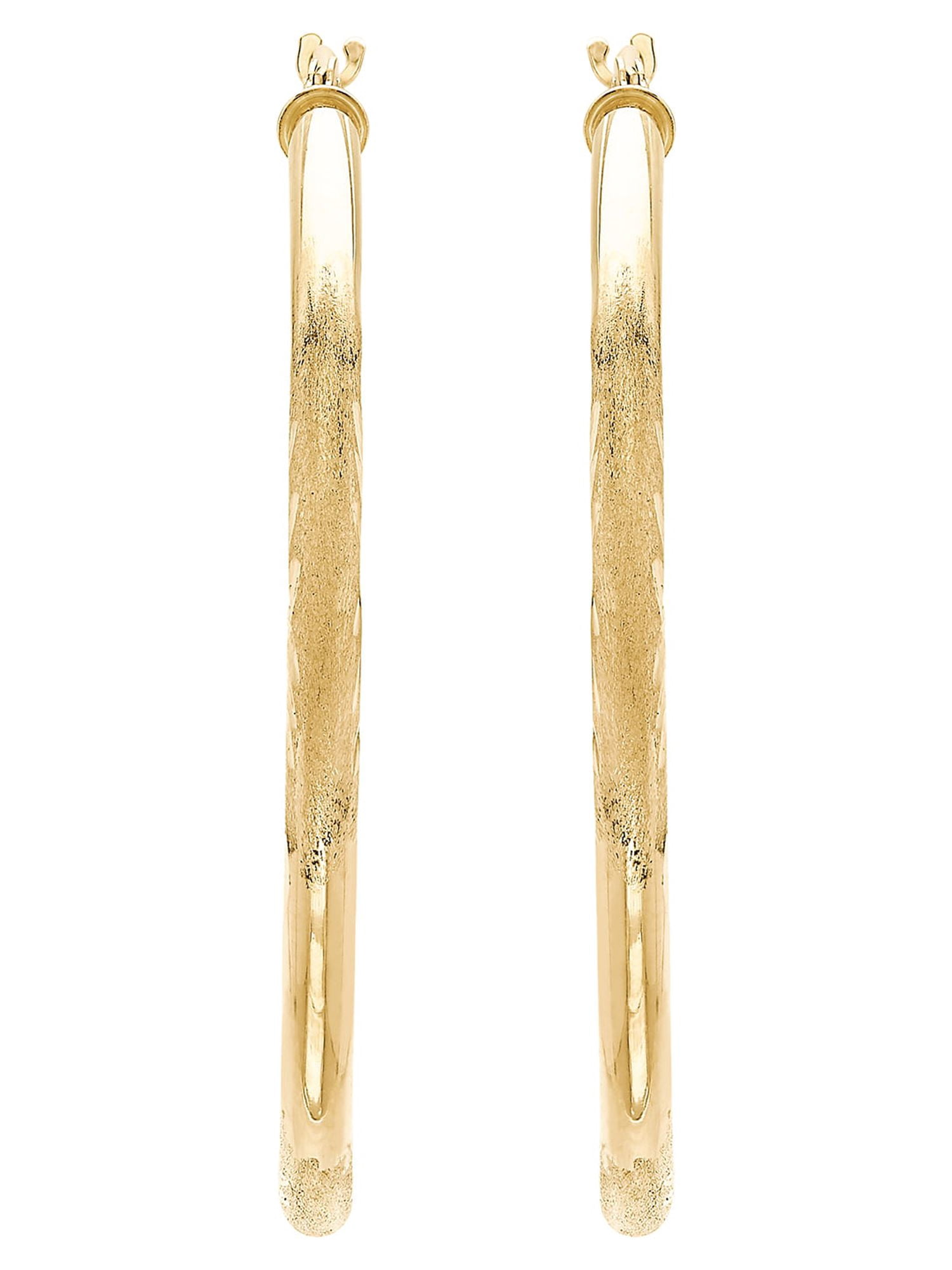 Brilliance Fine Jewelry 10K Yellow Gold 2.3MM x 37MM Hollow Round Hoop Earrings