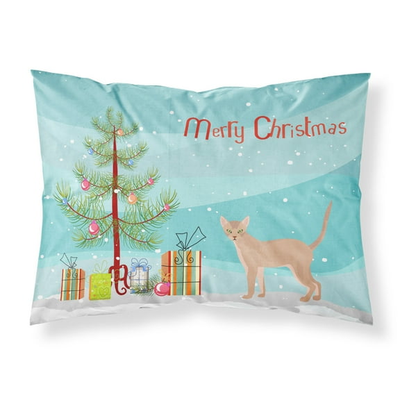 Fawn Abyssinian Cat Merry Christmas Fabric Standard Pillowcase