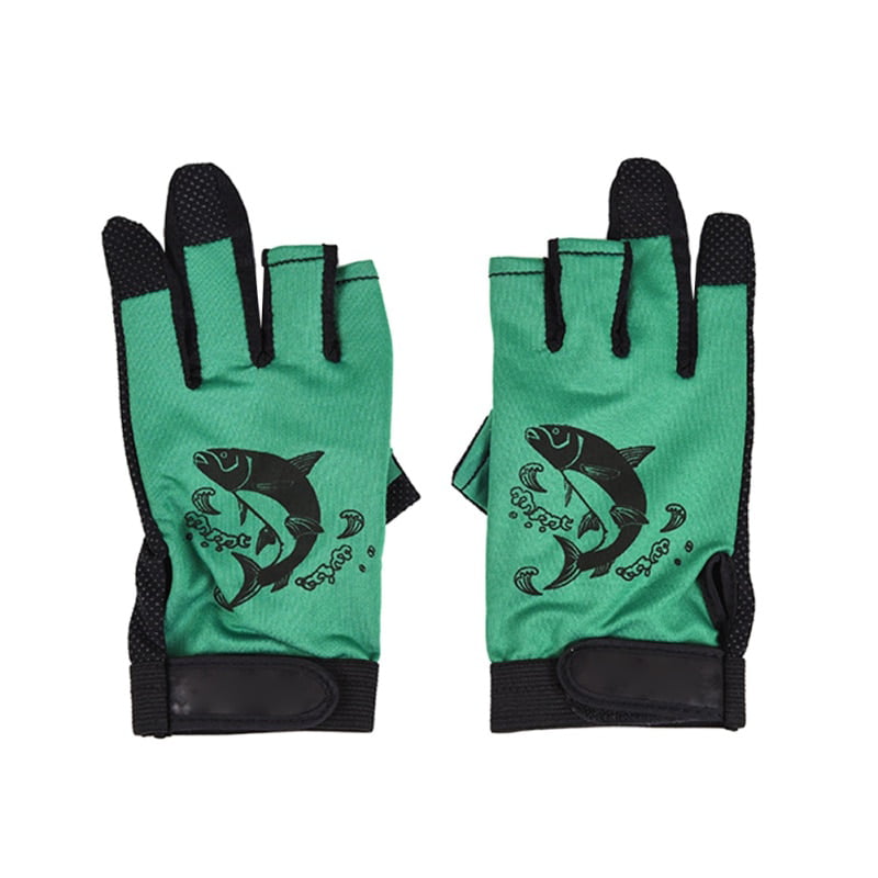 1Pair Outdoor Breathable Anti-Slip Fishing Gloves 3 Fingers Cut Sports Mitts
