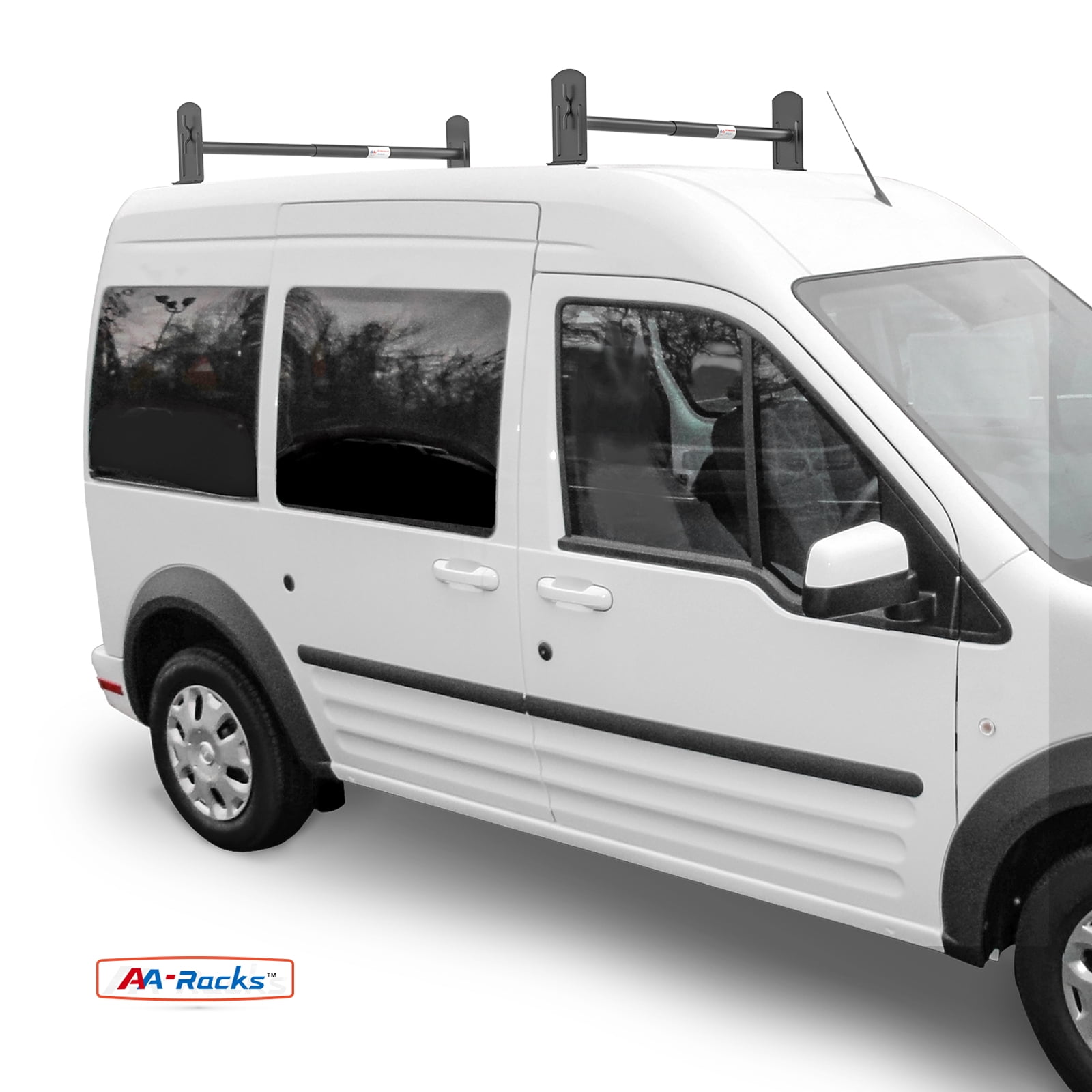 AA-Racks Model DX36 Ford Transit Connect 2008-13 Utility Two Bar Drilling Van Roof Ladder Rack Sandy Black (DX36-BLK-TR)