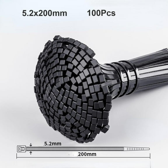 100Pcs Heavy Duty Self-locking Plastic Nylon Tie Wrap, Strong and Reliable Cable Ties