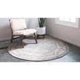 thumbnail image 3 of 4' Gray and Beige Geometric Round Area Throw Rug, 3 of 8