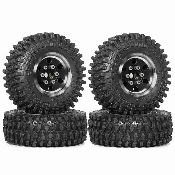4pcs 55mm 1.0inch Metal Beadlock Wheel Tire for 1/18 1/24 RC Crawler Car TRX4M SCX24 Upgrade Parts Accessories Black