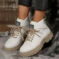 thumbnail image 2 of BLTIBY Womens Ankle Boots Lace Up Leather Chunky-hooled Waterproof Boot Riding Booties Stylish Thicked White 41, 2 of 8
