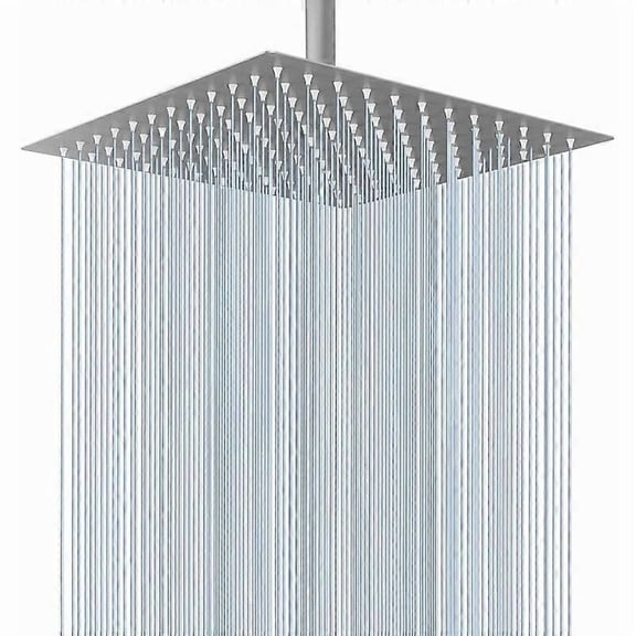 25cm Large Rain Shower - Square High Pressure Stainless Steel Shower Head