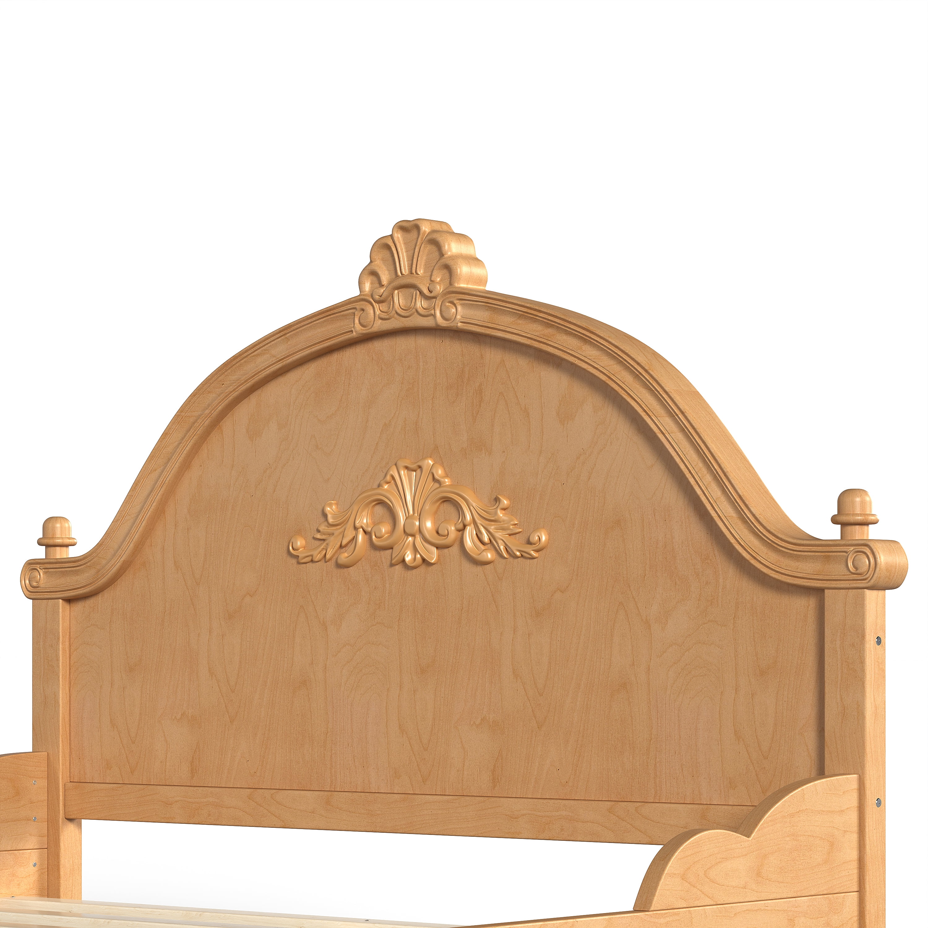 GARITIN Full Vintage Carved Platform Bed with Headboard, Solid Wood Bed Frame with Slatted Support, Low Profile Platform Bed, No Box Spring Needed, Natural