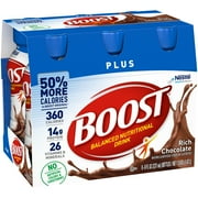 2 Pack - BOOST PLUS Nutritional Energy Drinks Chocolate 48 oz