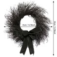 thumbnail image 3 of 13.78" Black Twig Wreath with Black Velvet Bow, Gothic Halloween Door Wreath Decor for Indoor Outdoor Home, 3 of 9