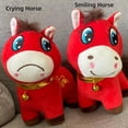 thumbnail image 6 of Year of The Horse 2026 Plush, 7.87in Funny Smiling/Crying Horse Plushie Figurine, Lucky Chinese Lunar New Year Mascot Zodiac Ornament for Home Store Tabletop Decor, Red (Smiling Horse), 6 of 7