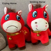 Sad Horse, Crying Horse, Year of 2026 Plush, Red Smiling/Crying Spring Festival Ideal for Home Tabletop Decor