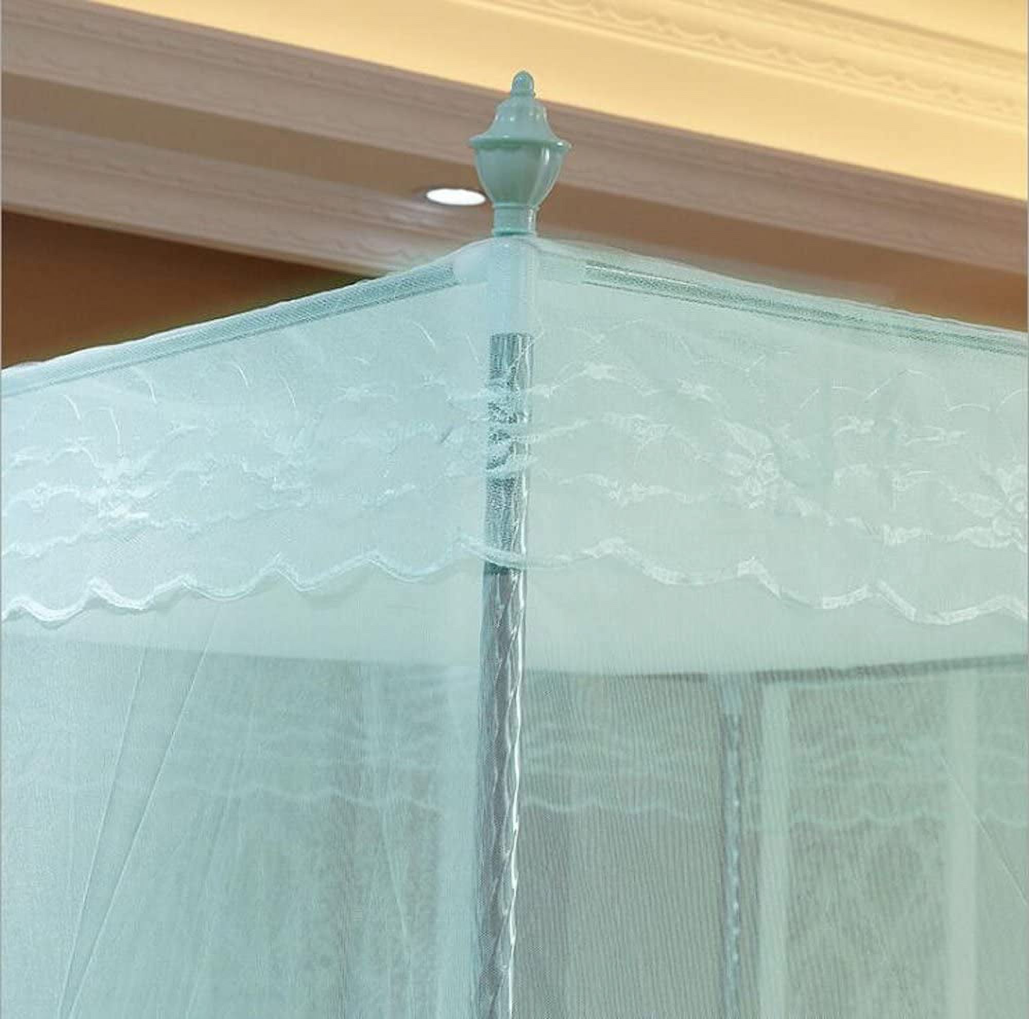 Manunclaims Elegant Mosquito Net Blue Four Corner Post Curtains Bed Canopy