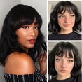 thumbnail image 4 of LHWEN 14in European Beauty Head Short Curly Wigs Air Liu Hai Ripple Curls For Women Wig Natural Looking Synthetic Heat Fiber Wigs Hair For Daily Party Use Beauty Salon Straight Hair Fun Lace, 4 of 9