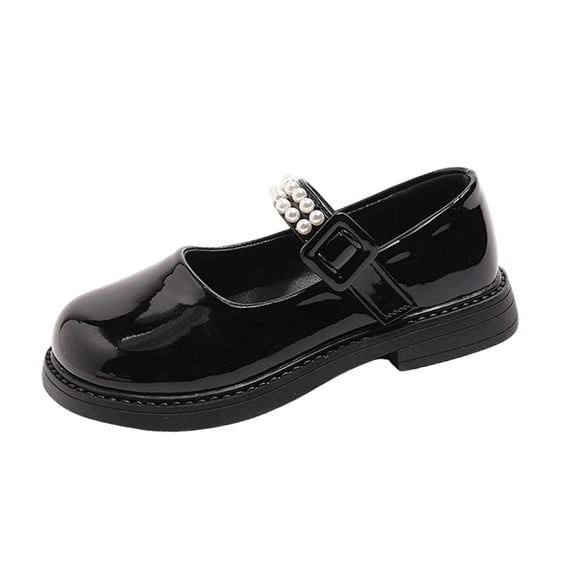 Busydd Dress Shoes for Girls Comfortable Casual Strap Mary Jane Shoes Solid Color Closed Toe Flat Girls Shoes 26