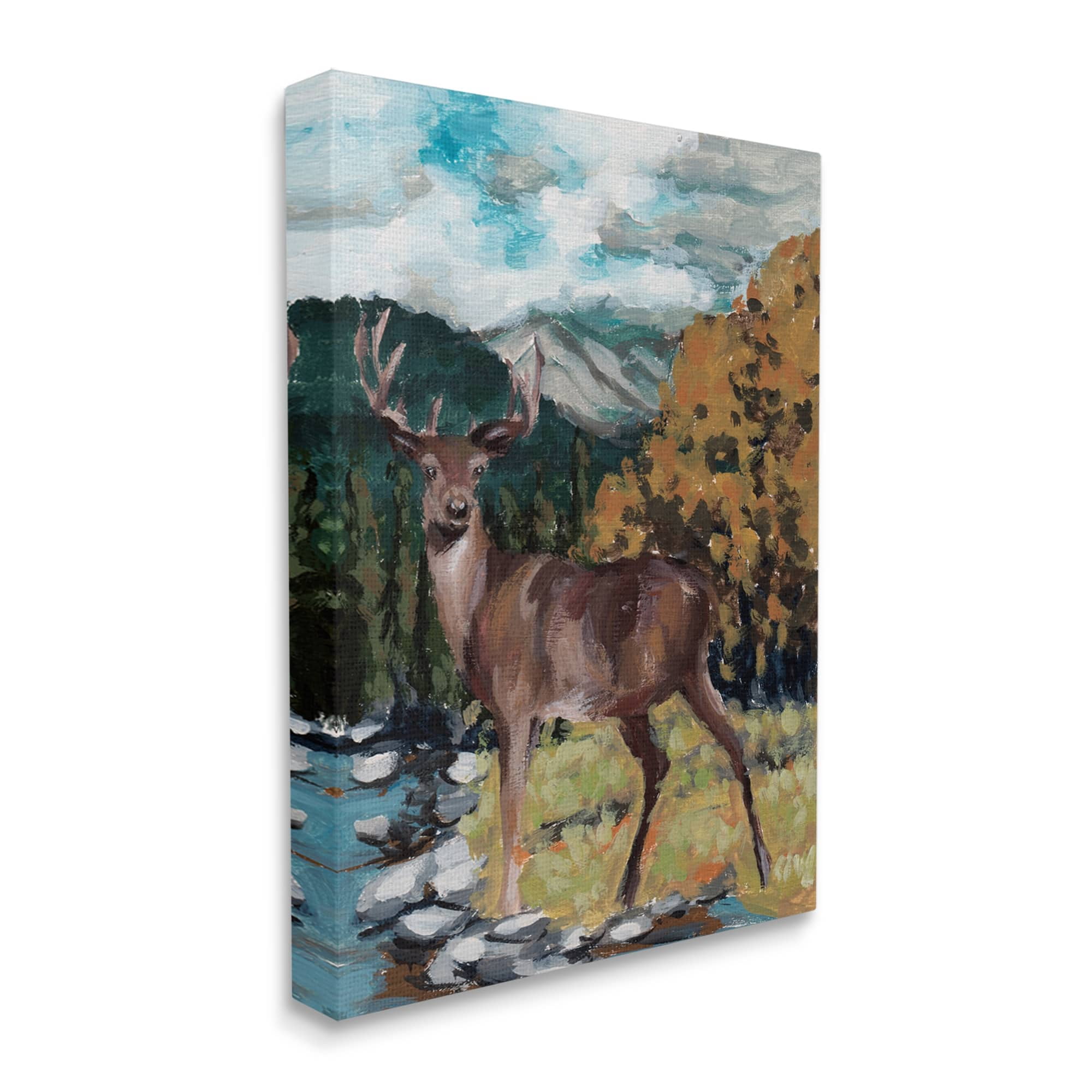 Stupell Rustic Wildlife Deer Painting Animals & Insects Painting Gallery Wrapped Canvas Print Wall Art