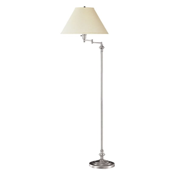 BO-314-BS-Cal Lighting-One Light Swing Arm Floor Lamp with Base-Brushed Steel Finish
