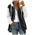 thumbnail image 1 of Manteau Contrasté pour Femmes Manteau Mi-Long Moelleux Cardigan à Capuche Mode Automne Manches Longues, 1 of 7