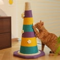 thumbnail image 3 of 22.4” Colorful Cone Cat Scratching Post – Modern Sisal Rope Cat Scratch Tower with Stable Base, Durable Indoor Cat Scratcher for Furniture Protection, 3 of 6