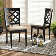 Baxton Studio Lanier Modern And Contemporary Sand Fabric Upholstered Dark Brown Finished 2 Piece Wood Dining Chair Set 31985