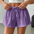 thumbnail image 4 of Hurxie Women's Wide Leg Shorts Drawstring Elastic Waist Vacation Casual Shorts Purple,M, 4 of 6
