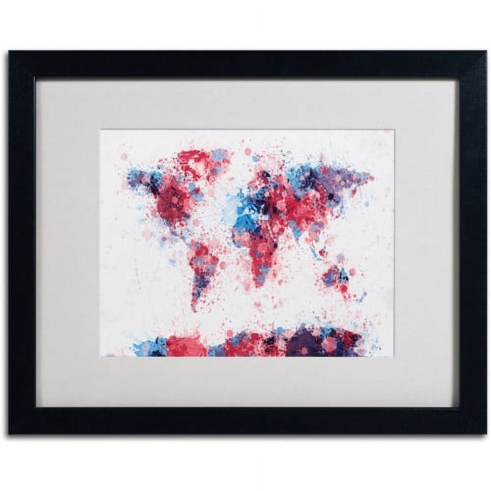 Trademark Fine Art "Paint Splashes World Map" Matted Framed by Michael Tompsett