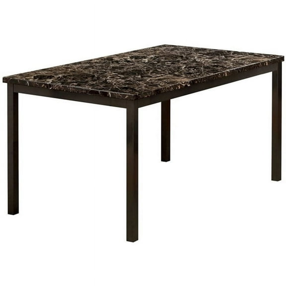 Bowery Hill Faux Marble Top Dining Table in Black