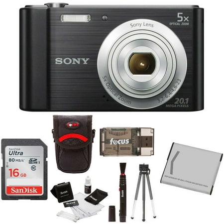 Sony  DSCW800/B w/ Standard Medium Digital Camera Case & 16GB Battery 