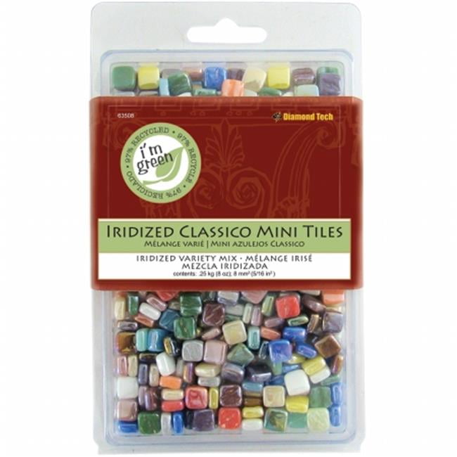 Classico Mini Iridized Tile Mix, 5/16', 8oz, Assorted Colors