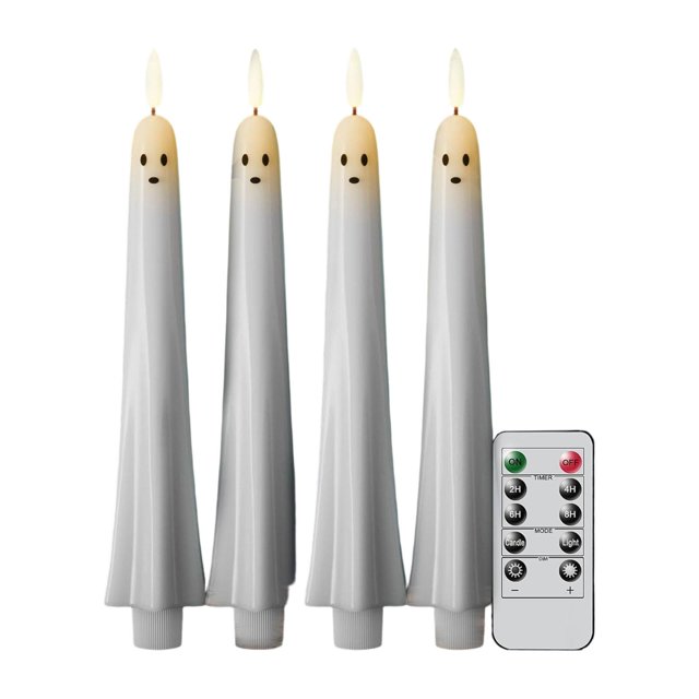 Velas cónicas sin llama, velas LED decorativas para ventanas, candelabros LED de 27 cm (10,63 pulgadas) con 4 piezas
