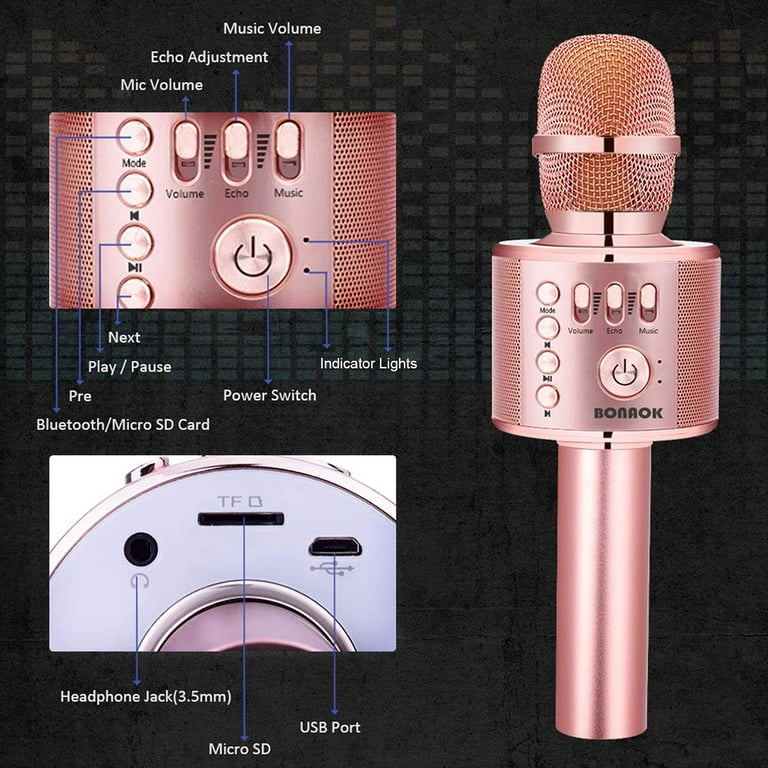 M37 - Bluetooth Karaoke Microphone Wireless - Bluetooth Microphone Wireless  - Wireless Microphone Karaoke - Microphone for Kids - Carpool car Karaoke