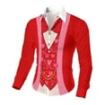 thumbnail image 2 of UVEASISHA Mens Valentines Shirt Funny Love Print Long Sleeve Dress Shirts Lightweight Breathable Button Up Tshirts Regular Fit Casual Holiday Party Shirt Red#6 L, 2 of 8