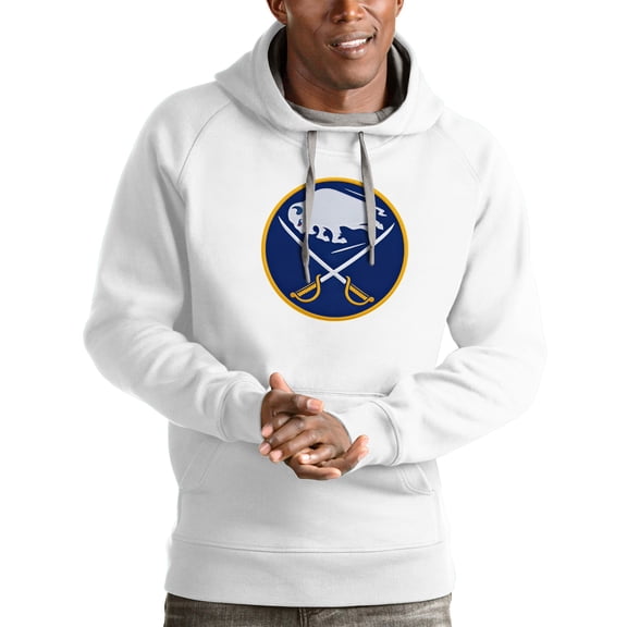 Men's Antigua White Buffalo Sabres Logo Victory Pullover Hoodie