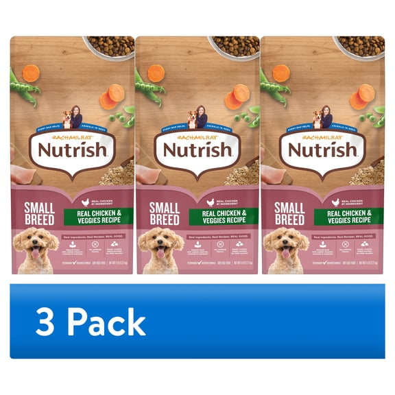 (3 pack) Rachael Ray Nutrish Dry Dog Food Small Breed Real Chicken & Veggies Recipe, 5lb.