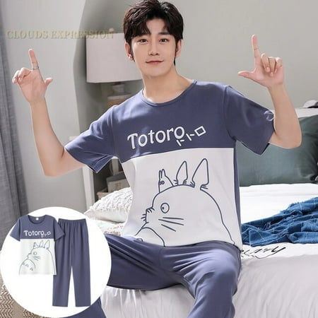 

QWZNDZGR Summer Knitted Pj Short Sleeved Men s Pajamas Sets Male Pajama Set Letter Pajama For Men Sleepwear Suit Homewear Size XXXL1264