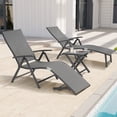 thumbnail image 2 of Pellebant Set of 3 Outdoor Chaise Lounge & Table Set Aluminum Patio Folding Chairs,Gray, 2 of 7
