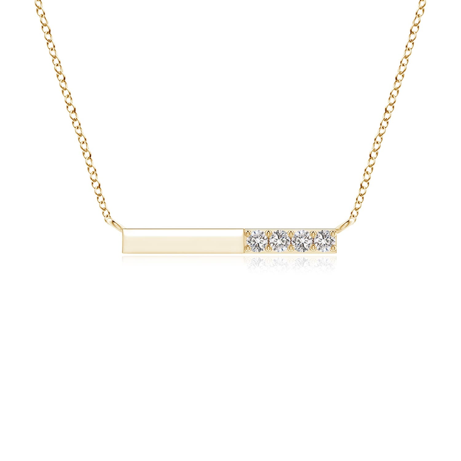 ANGARA Natural Prong-Set Diamond Bar Necklace in 14K Yellow Gold for Women (Size-1.9mm| Color-I-J| Clarity-I1-I2) | April Birthstone, Anniversary, Jewelry Gift for Women | Natural Diamond Necklace