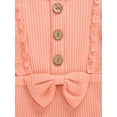 thumbnail image 6 of Franhais Toddler’s Autumn Clothes, Solid-Color Round-Neck Ruffle Long-Sleeves Rompers with Bowknot, 6 of 6