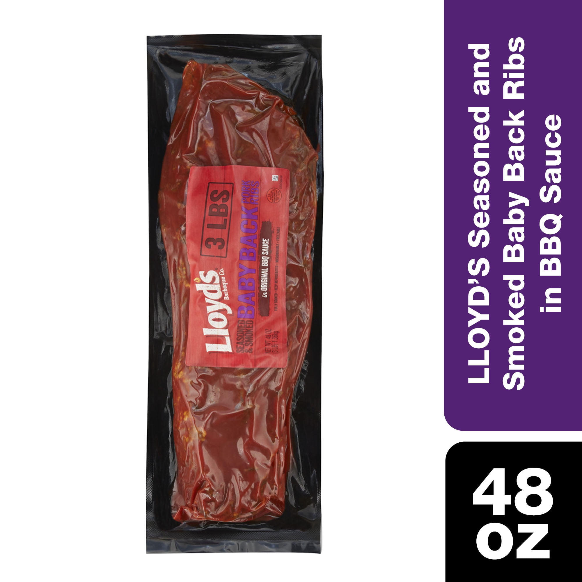 LLOYD'S Signature Smoked Baby Back Pork Ribs in BBQ Sauce, 40 oz