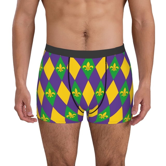 Balery Mardi Gras Calzoncillos bóxer para hombre, ropa interior de algodón suave y transpirable con cinturilla de nailon-XX-Large