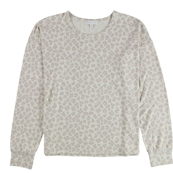 P.J. Salvage Womens Leopard Pajama Sweater, Beige, Small