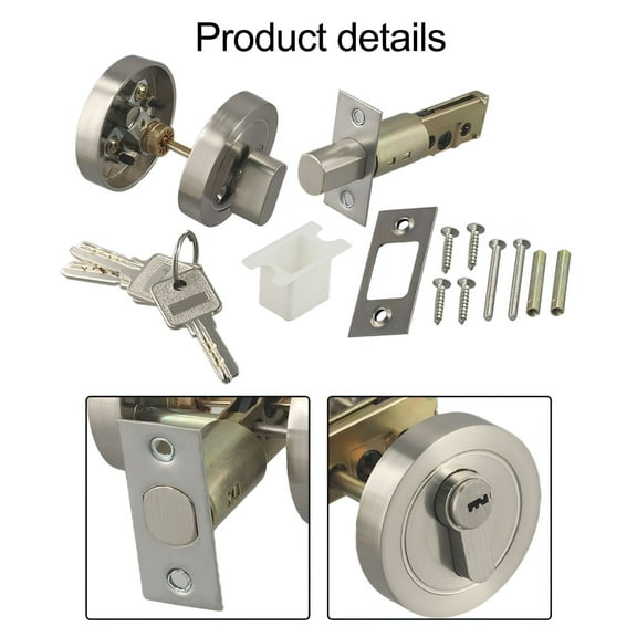 TALENO Door Lock with Key,Front Door Lock,Bedroom Door Locks with Key,Silver