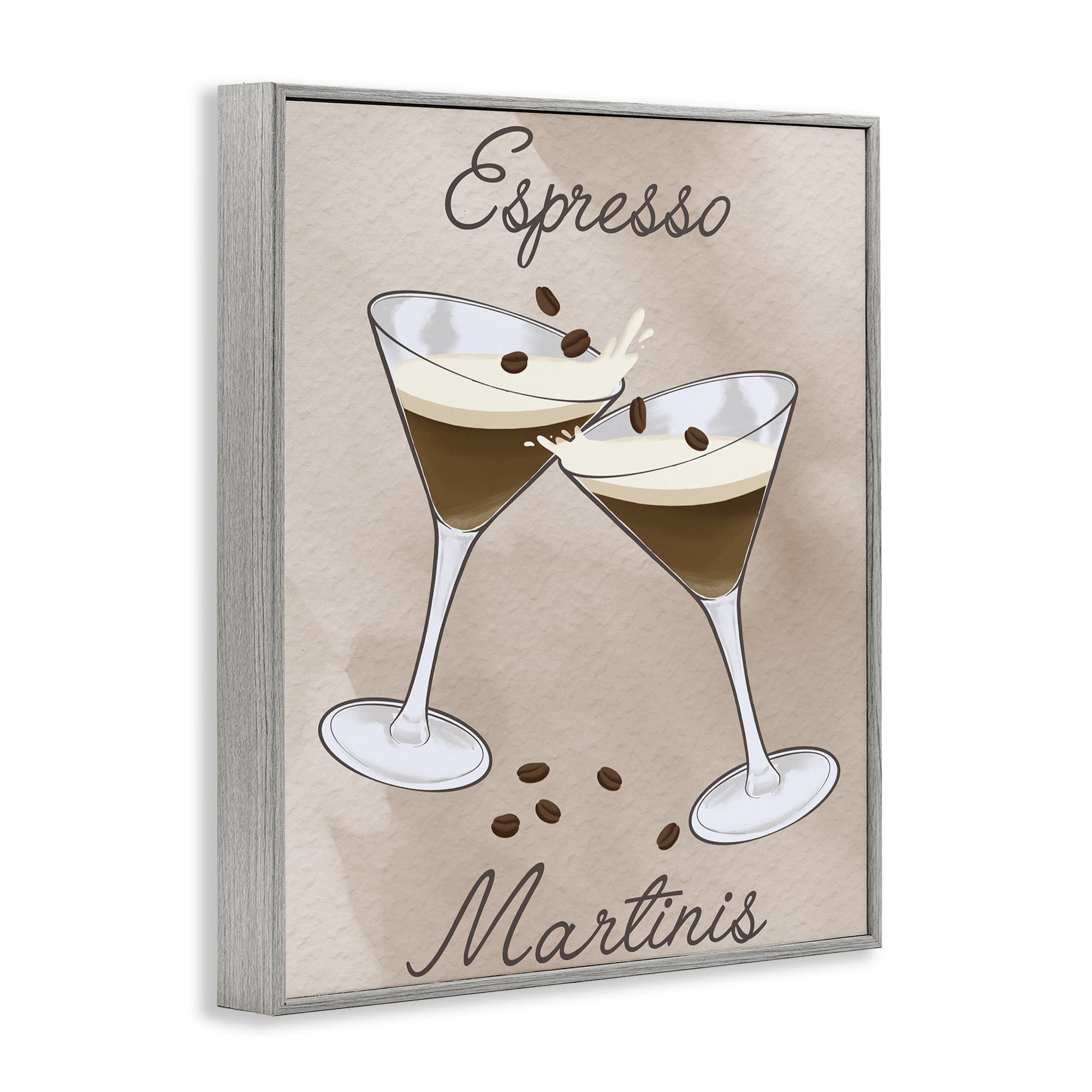 Stupell Industries Cheers Espresso Martinis Gray Framed Giclee Art, design by Marcus Prime