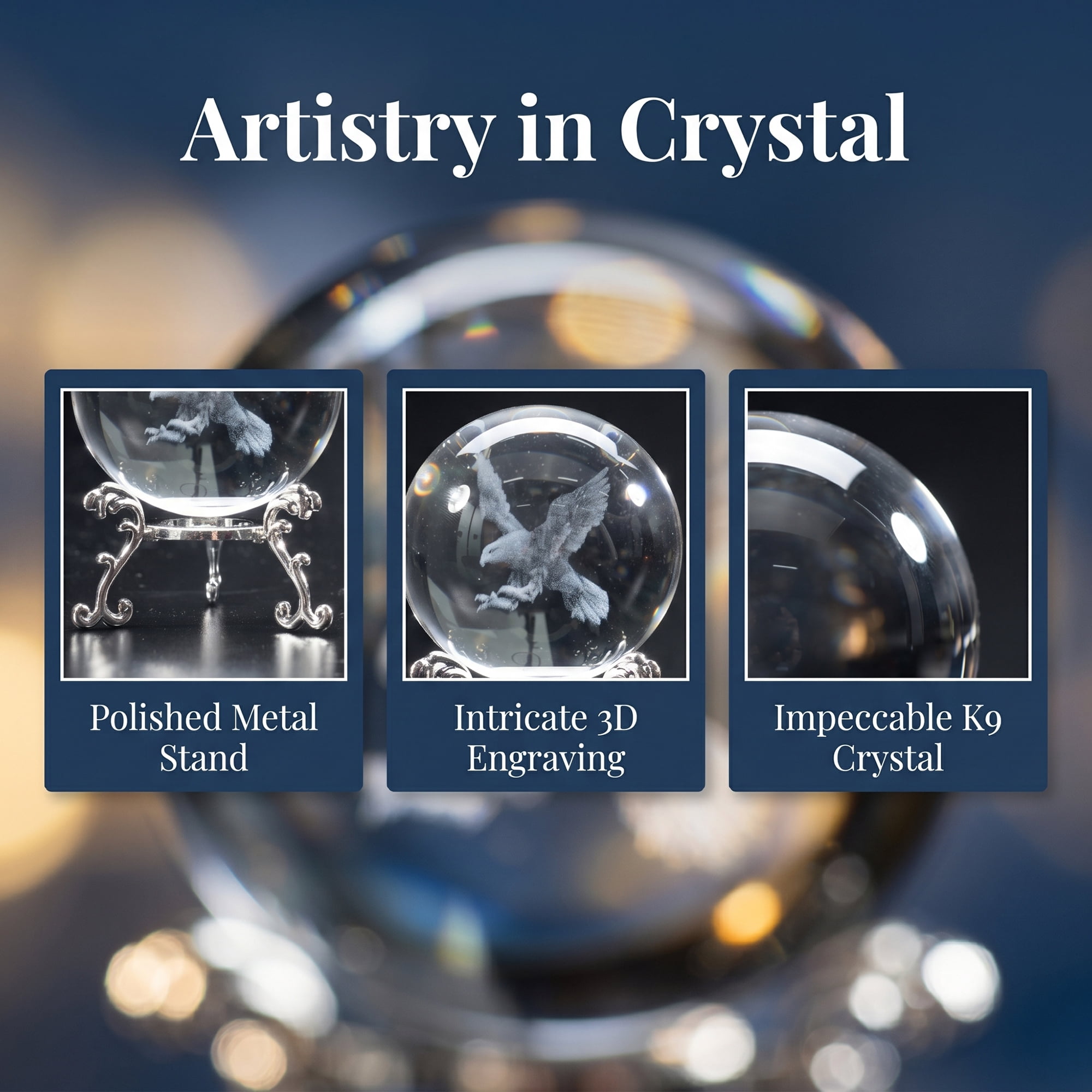 Unique Bargains Crystal Ball Figurine 3D Glass Paperweight with Base Clear Style J