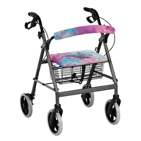 HELLHERO Turtle and Butterfly Pattern Removable Seat & Back Covers Outdoor for Elder, Easy Fit Dust Proof Breathable Fabric Rollator Seat Back Cover