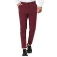 thumbnail image 1 of INSPIRE CHIC Vestido de hombre Chino Slim Fit Stretch Flat Front Color sólido Pantalones de negocios borgoXXL, 1 of 6