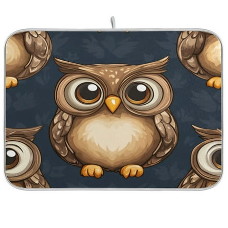 

Kitchen Drying Mat 18x24In Drying Dish Mat Dish Drying Mats Kitchen Countertop Multi-Function Drain Drying Mat Kitchen Table Cartoon Owl