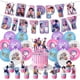 thumbnail image 1 of Kpop Demon Hunters Birthday Party Supplies,KPop Demon Hunters Birthday Party Supplies One set of Banner + 12 flag holders + 1 large flag + 16 balloons, 1 of 8