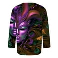 thumbnail image 5 of Xixinqiwan Men Tops Mardi Gras Mask Beads Shirts,Mask Graphic Print Casual Seven Sleeves T Shirt Tops Carnival Party Costume, 5 of 6