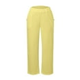 thumbnail image 4 of Women's Pants Ladies Casual Pants Yellow Yoga Pants Loose Pants for Women Wide Leg Trousers Women Women Summer Outfits, 4 of 5