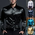 thumbnail image 6 of CENL Mens Casual Satin Silk Button Down Dress Shirt Slim Fit Party Long Sleeve Shirts, 6 of 9