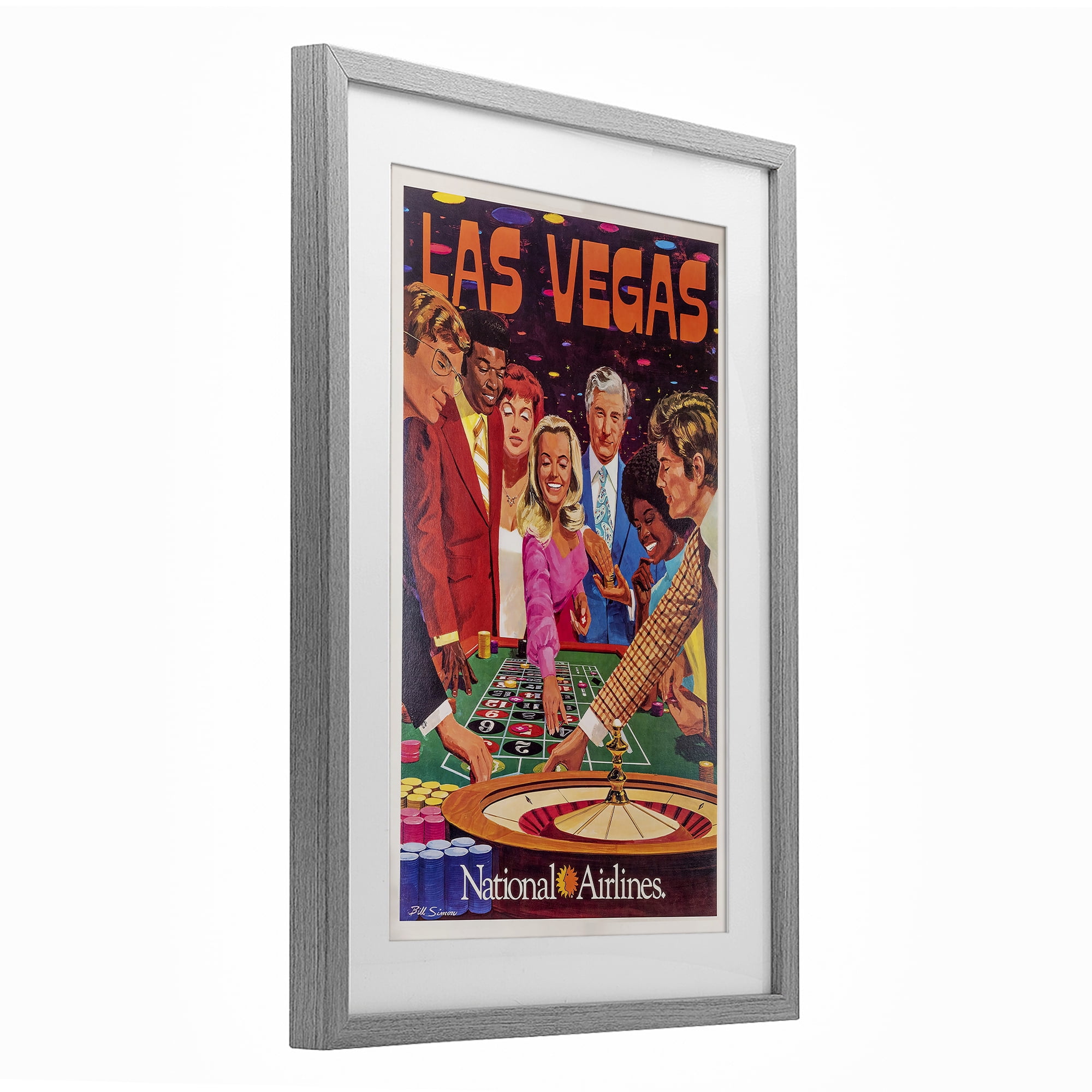 Stupell Industries Vintage Las Vegas Casino Gray Framed Print Under Glass, design by Vintage Posters